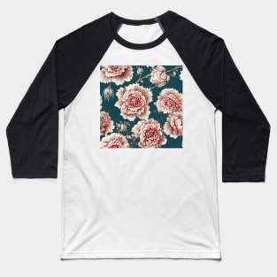 Antique Vintage White Ivory Blush Floral Illustration Baseball T-Shirt